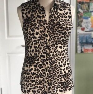 BCBG MAXAZRIA Leopard Print Blouse -L